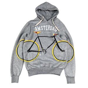 Amsterdam Biketown Fox Originals Grey Unisex Bicycle Hoodie Sz Large